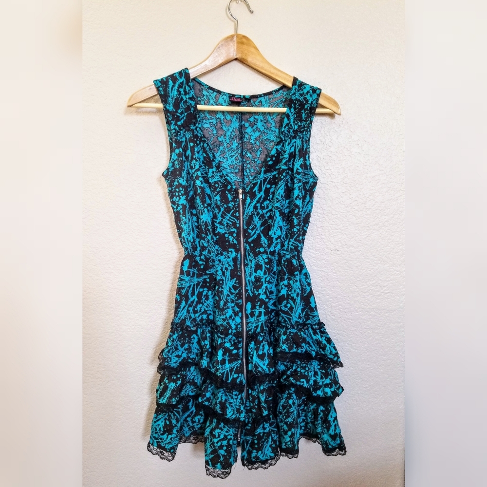 Material Girl Turquiose & Black Retro Style Dress